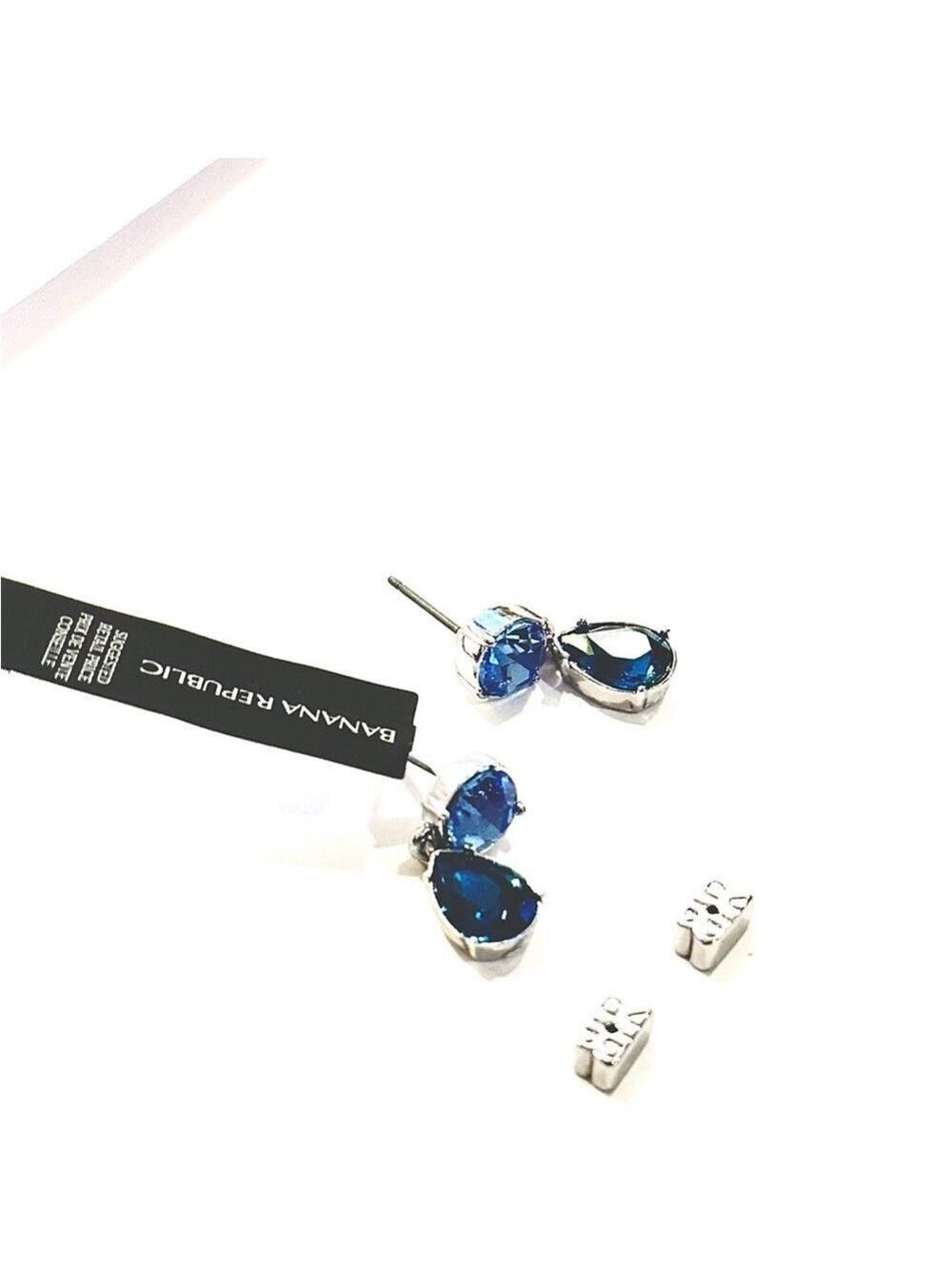 Banana Republic Blue Crystal Drop Earrings NWT - Picture 9 of 11